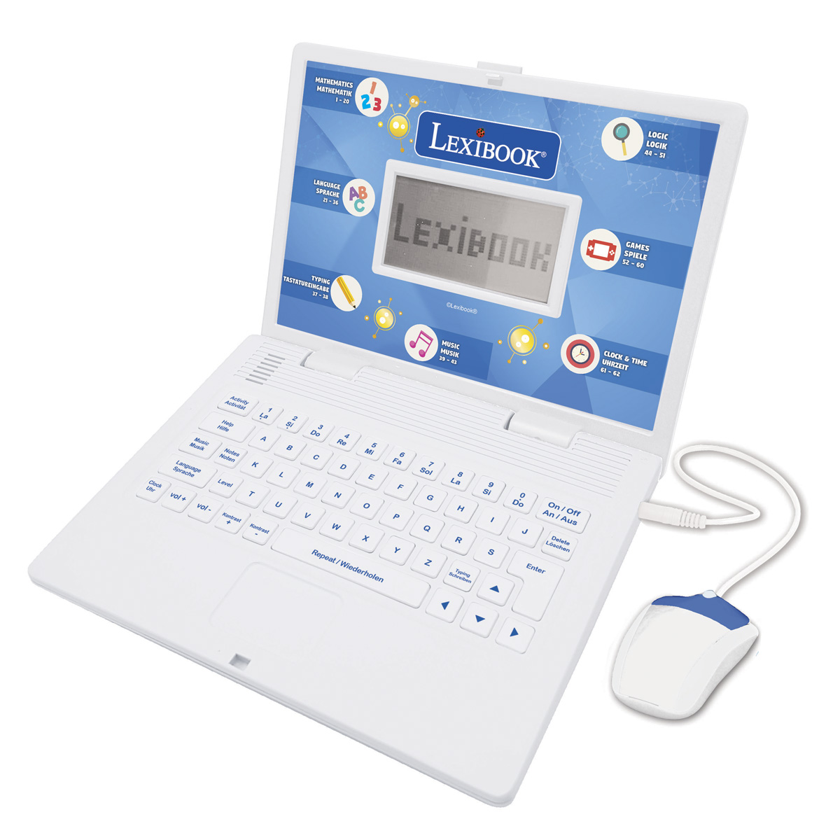Power Lerncomputer, / Weiß Englisch) - Zweisprachig LEXIBOOK Kid® (Deutsch Lernlaptop