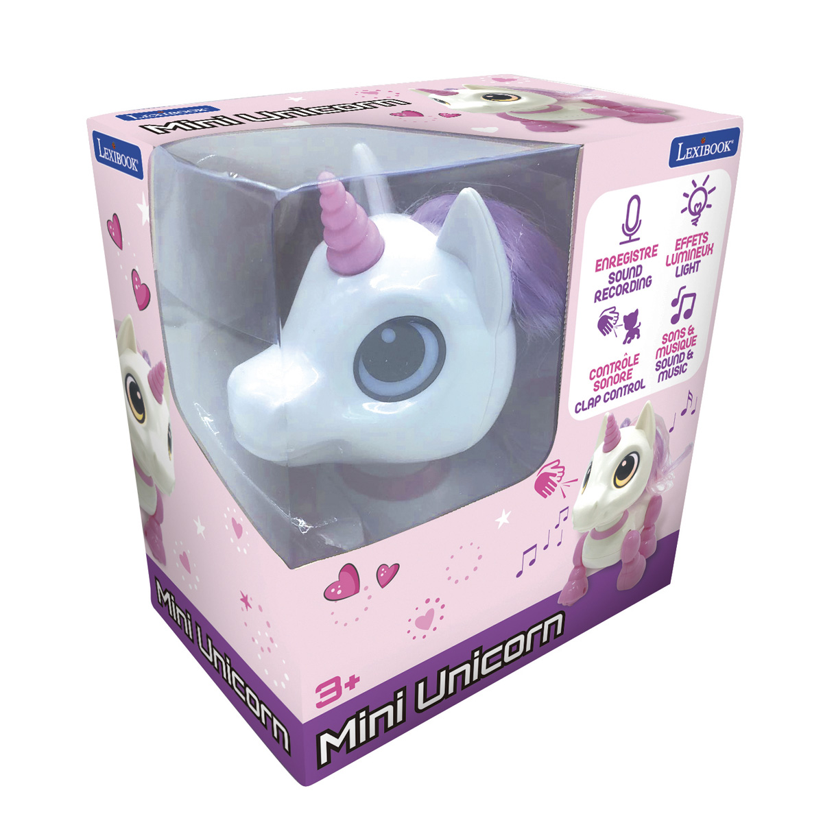 Rosa/Weiß RC Mini mit EINHORN Soundeffekten und POWER Tier, LEXIBOOK Einhornroboter Licht