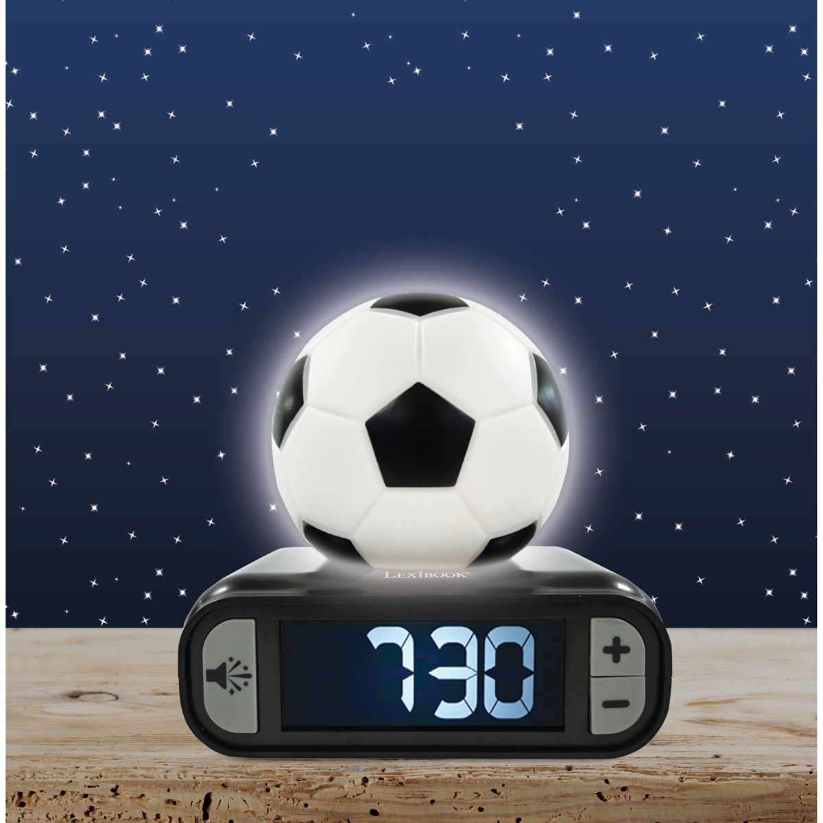 Nachtlicht Wecker 3D Fussball Kinderwecker LEXIBOOK