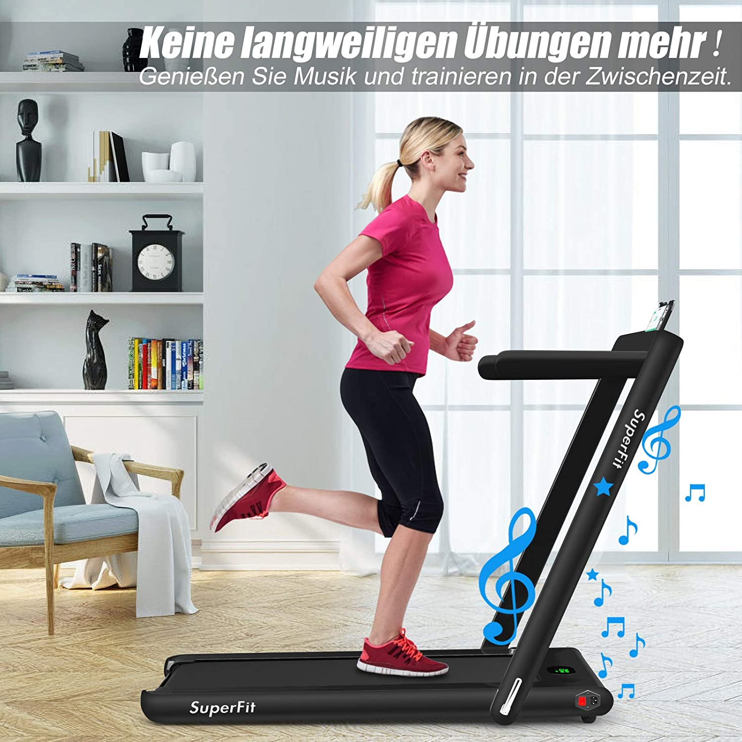 COSTWAY Fitnessgerät Laufband, Schwarz