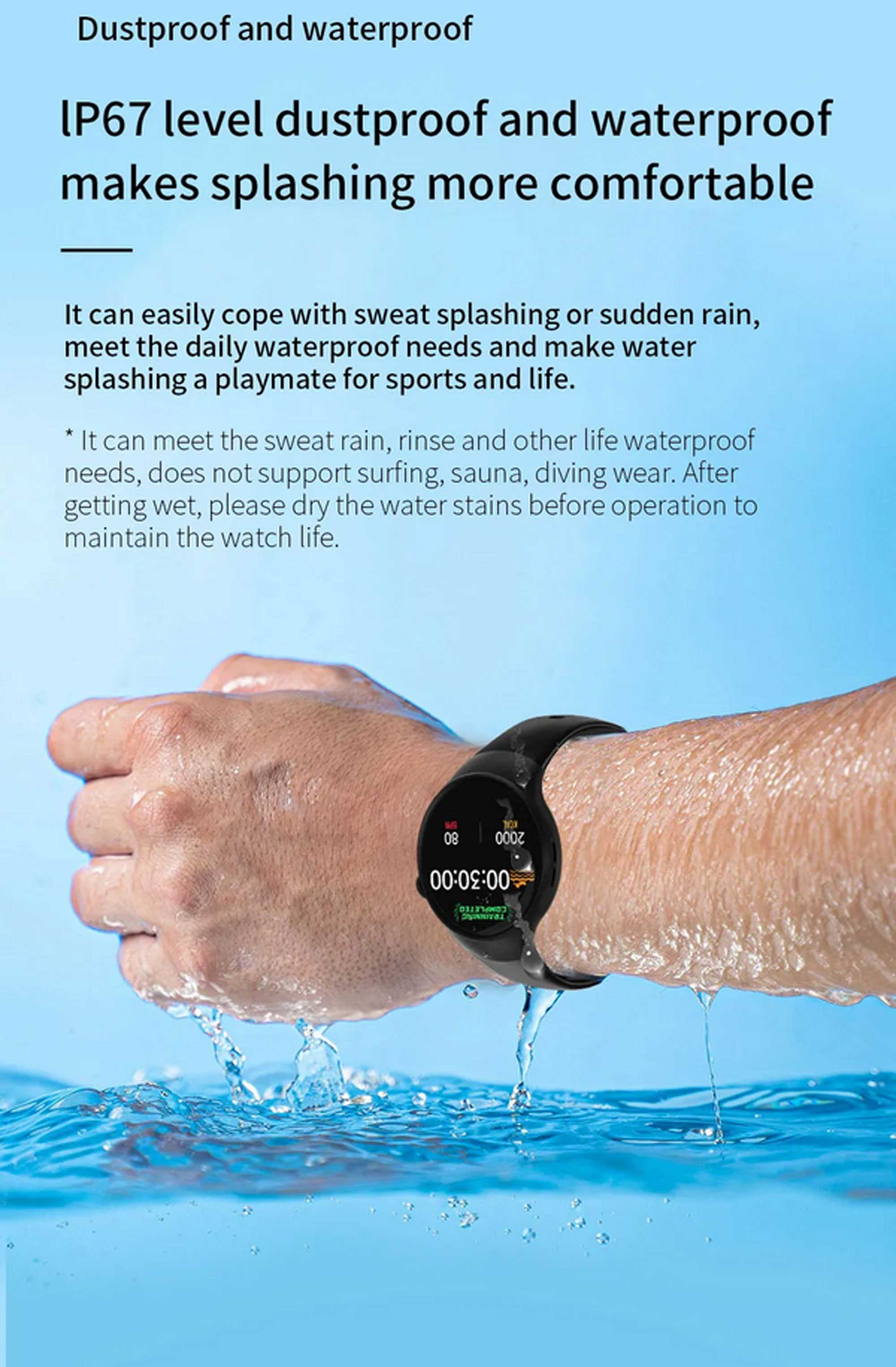 LOOKIT SM4 SW Multisport, Telefonie Schwarz Gesundheitsfunktionen, TPU, Bluetooth Smart Watch Benachrichtigungen, 8 Fitnessuhr