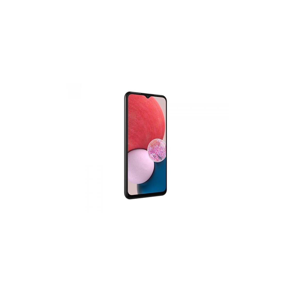 Telefono nero con un grande sfondo rosa e rosso sullo schermo, sfondo bianco.