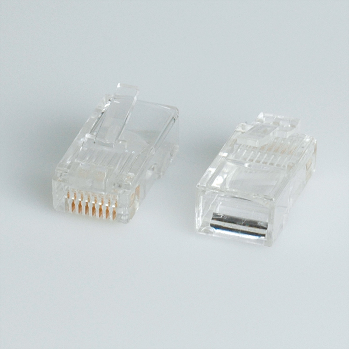 Deux connecteurs RJ45 transparents.