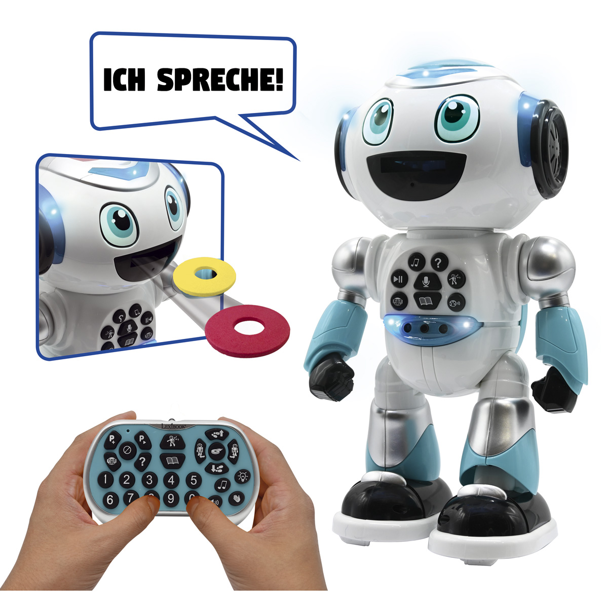 ADVANCED Geschichtsgenerator POWERMAN® Lernroboter, Blau/Weiß mit sprechend) (Deutsch LEXIBOOK