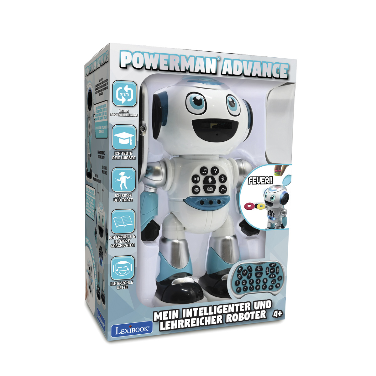 POWERMAN® sprechend) LEXIBOOK Geschichtsgenerator (Deutsch ADVANCED mit Blau/Weiß Lernroboter,