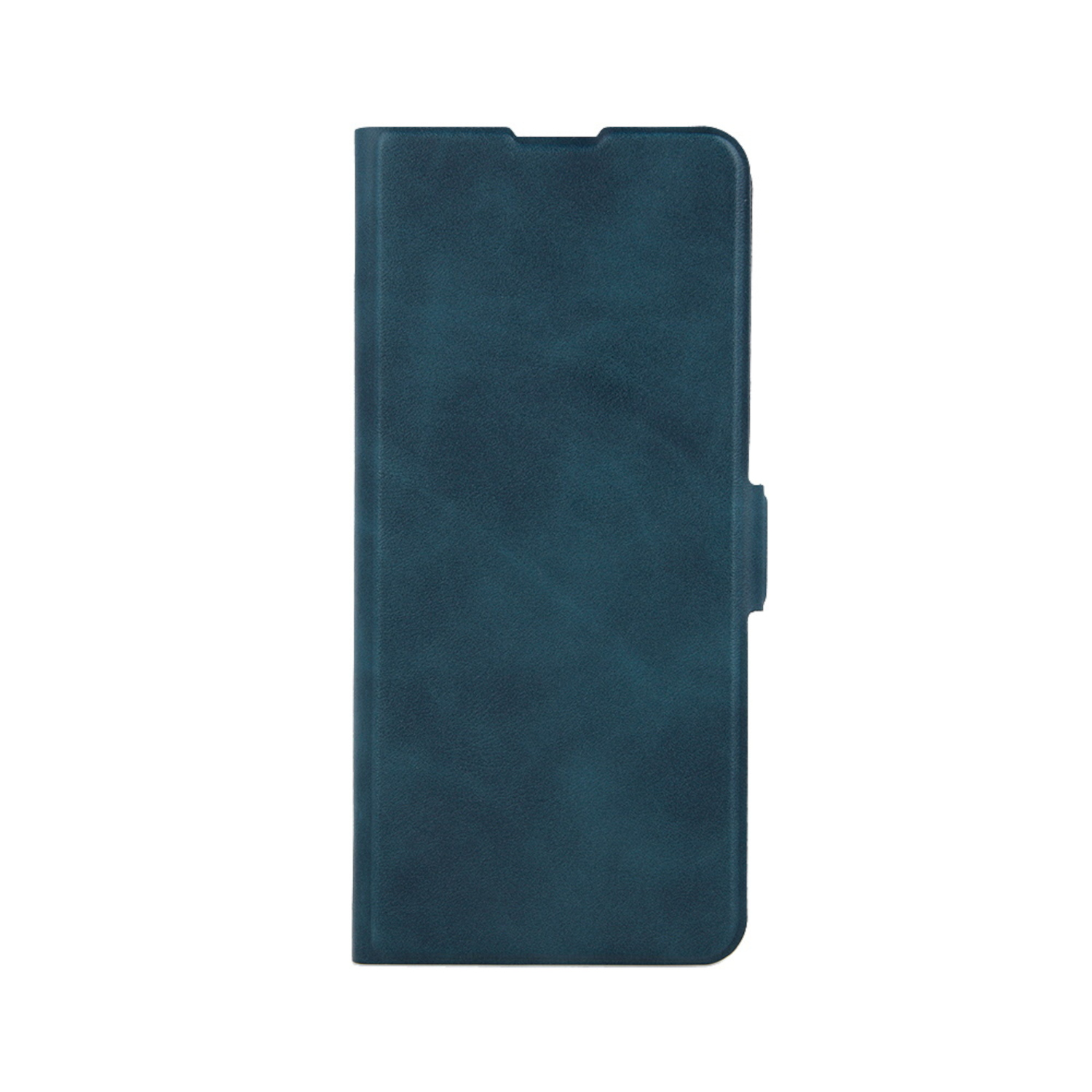 Geschlossene blaue Handyhülle. Einfach und schlicht, mit glatter Textur.