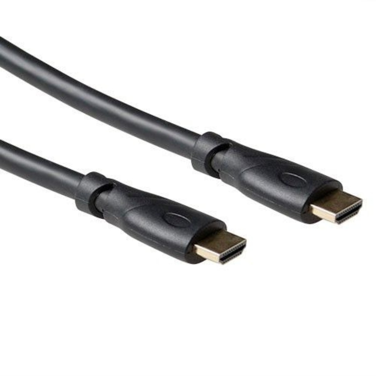 Twee zwarte HDMI-kabels met connectoren, tegen een witte achtergrond.