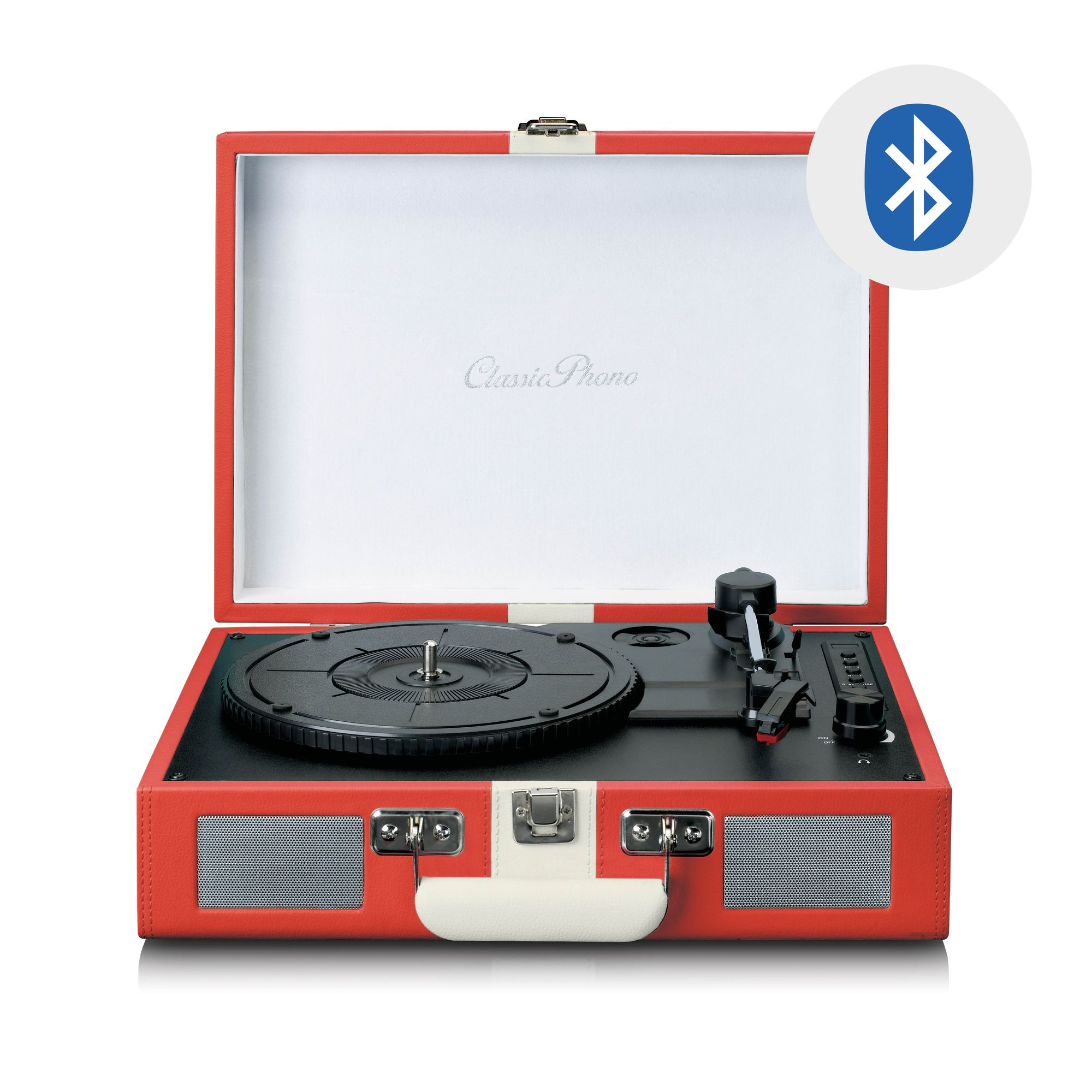 LENCO Classic Phono TT-110 Hoparlörlü Bluetoothlu Retro Plak Çalar Pikap Kırmızı