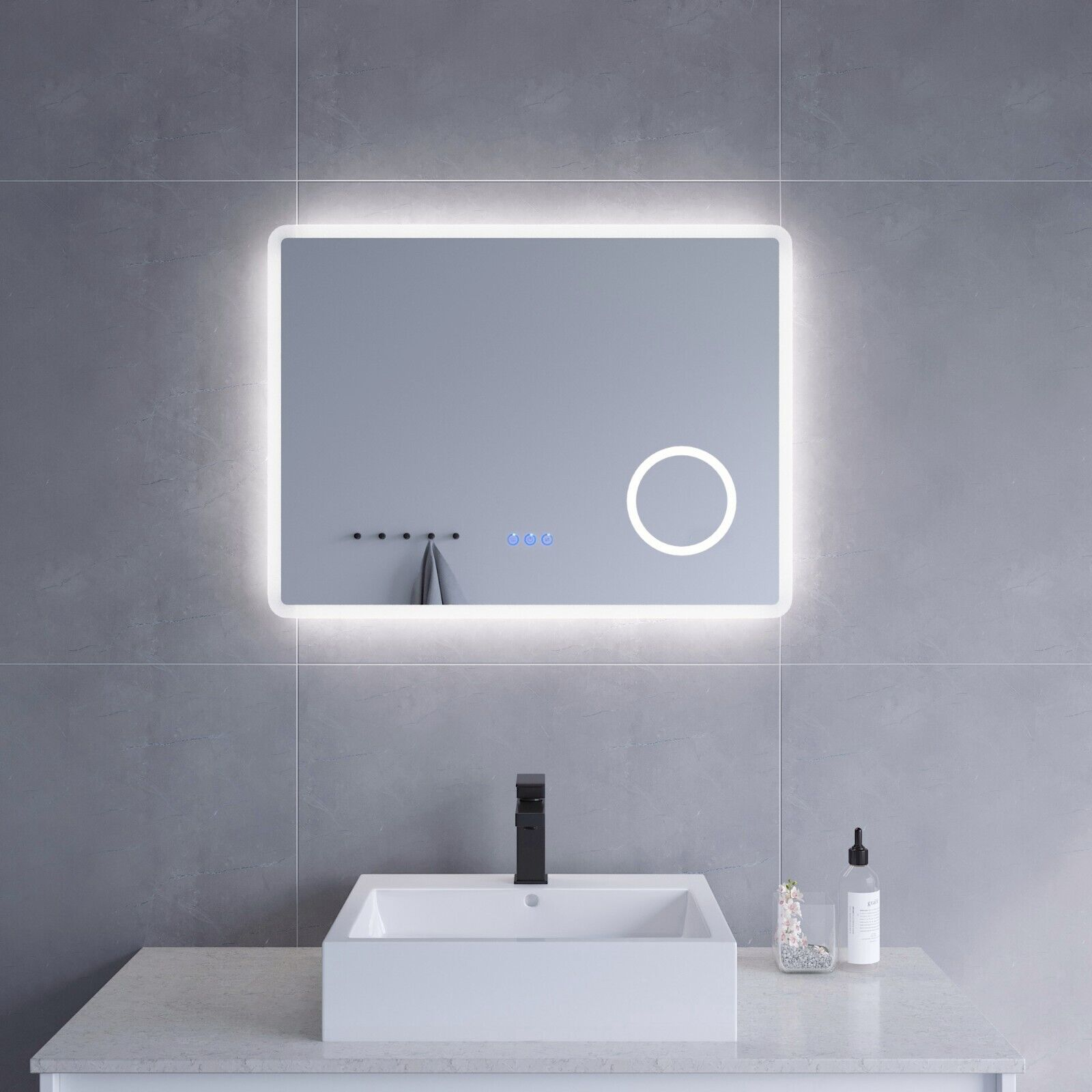AQUABATOS BORAS Badspiegel Licht 6400K Kaltweiß & Licht 3000K Warmweiß