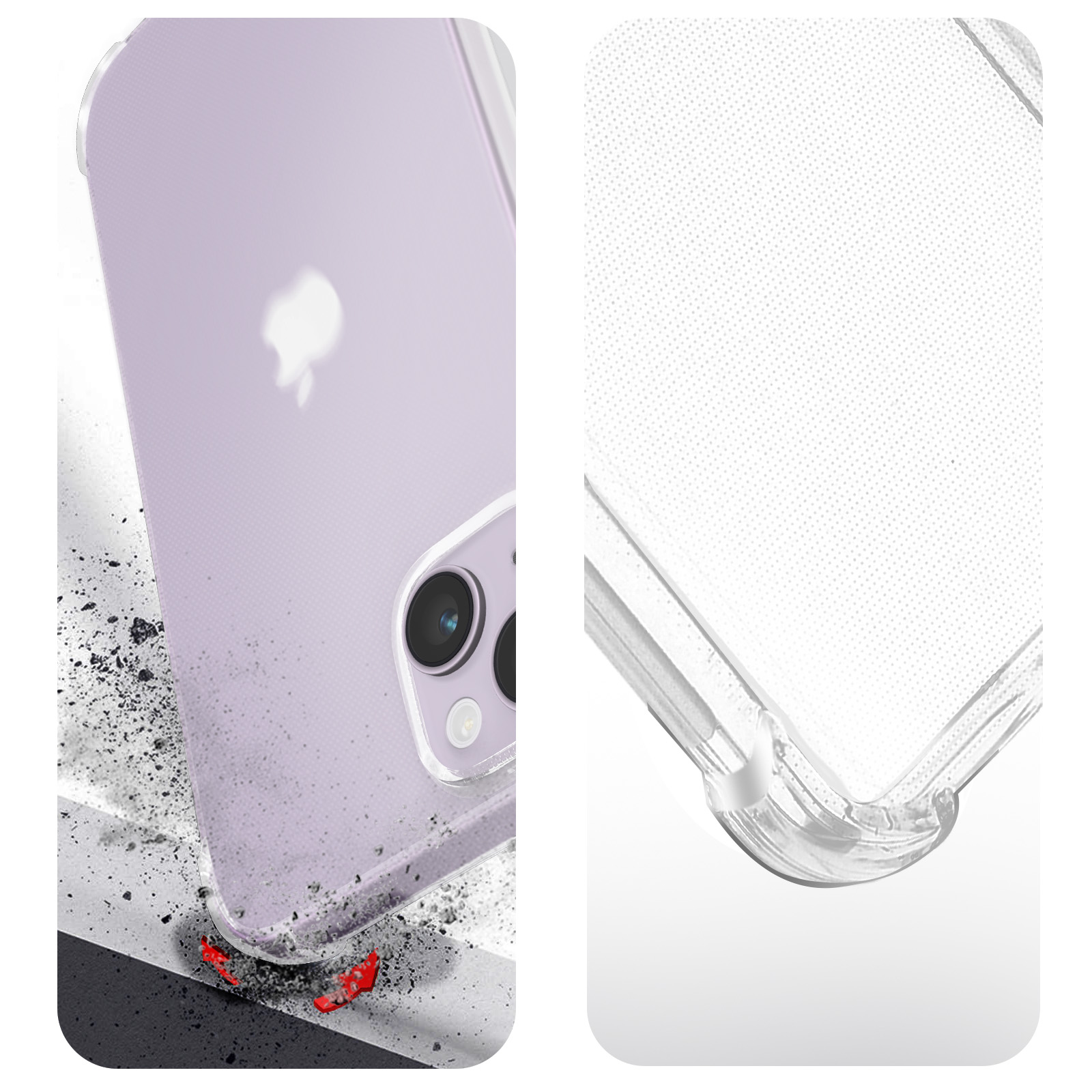 iPhone Series, Plus, Backcover, Hülle Transparent Apple, + Schutz-Set: 14 Premium AVIZAR Folie