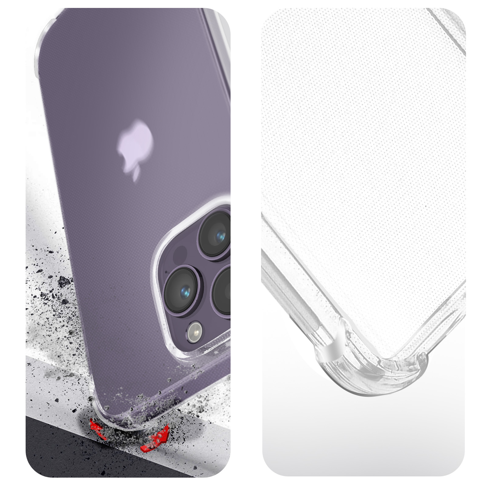AVIZAR Premium Schutz-Set: 14 Apple, Backcover, Hülle Transparent Folie Series, Pro, + iPhone