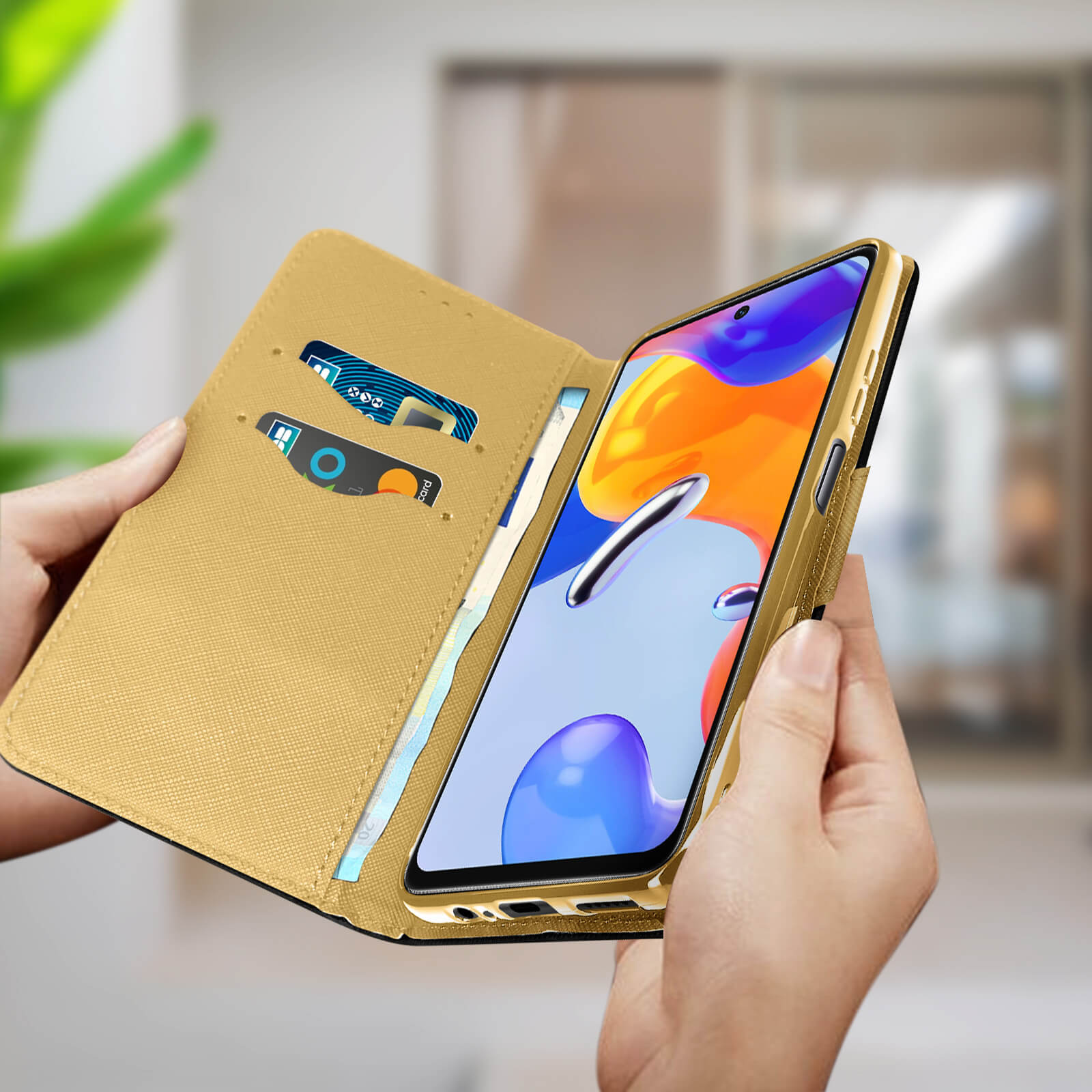 AVIZAR Fancy Series, Bookcover, Note 5G, Gold Xiaomi, 11S Redmi