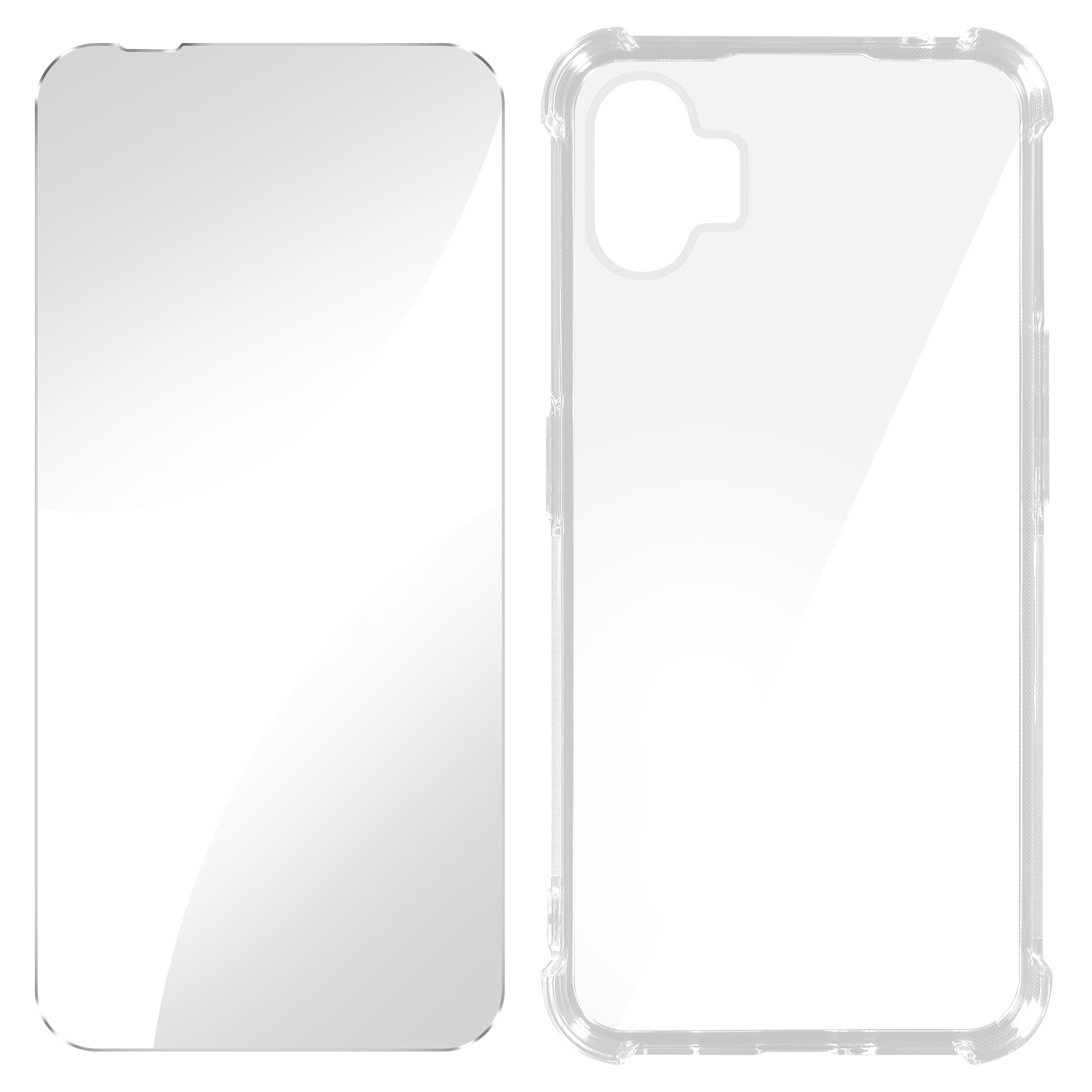AVIZAR Premium + Schutz-Set: Folie Phone Backcover, Series, Transparent Hülle 1, Nothing