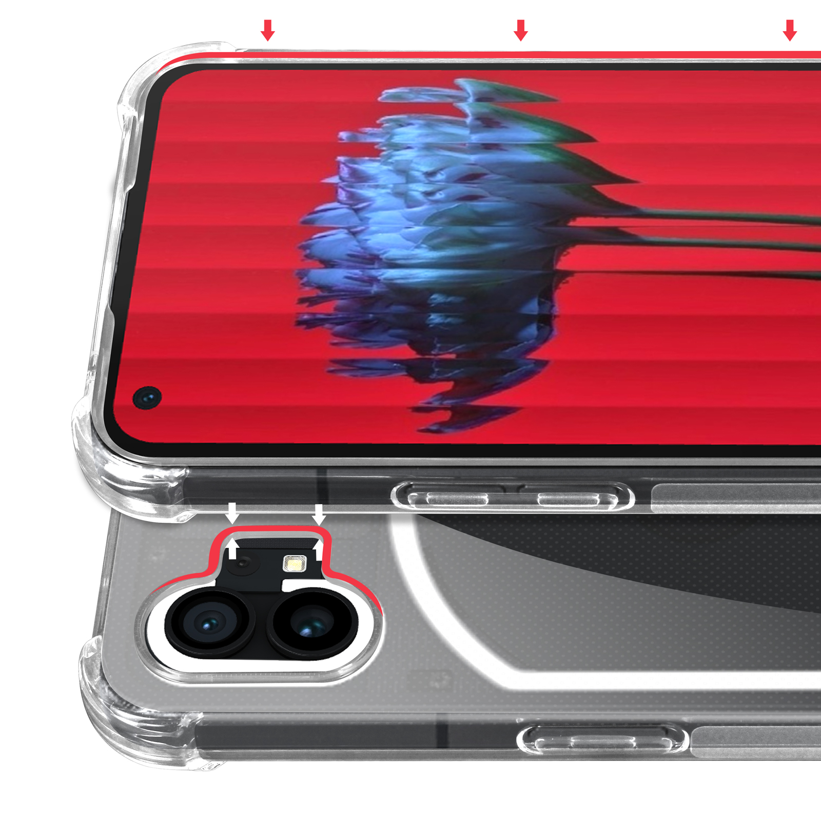 AVIZAR Premium + Schutz-Set: Folie Phone Backcover, Series, Transparent Hülle 1, Nothing