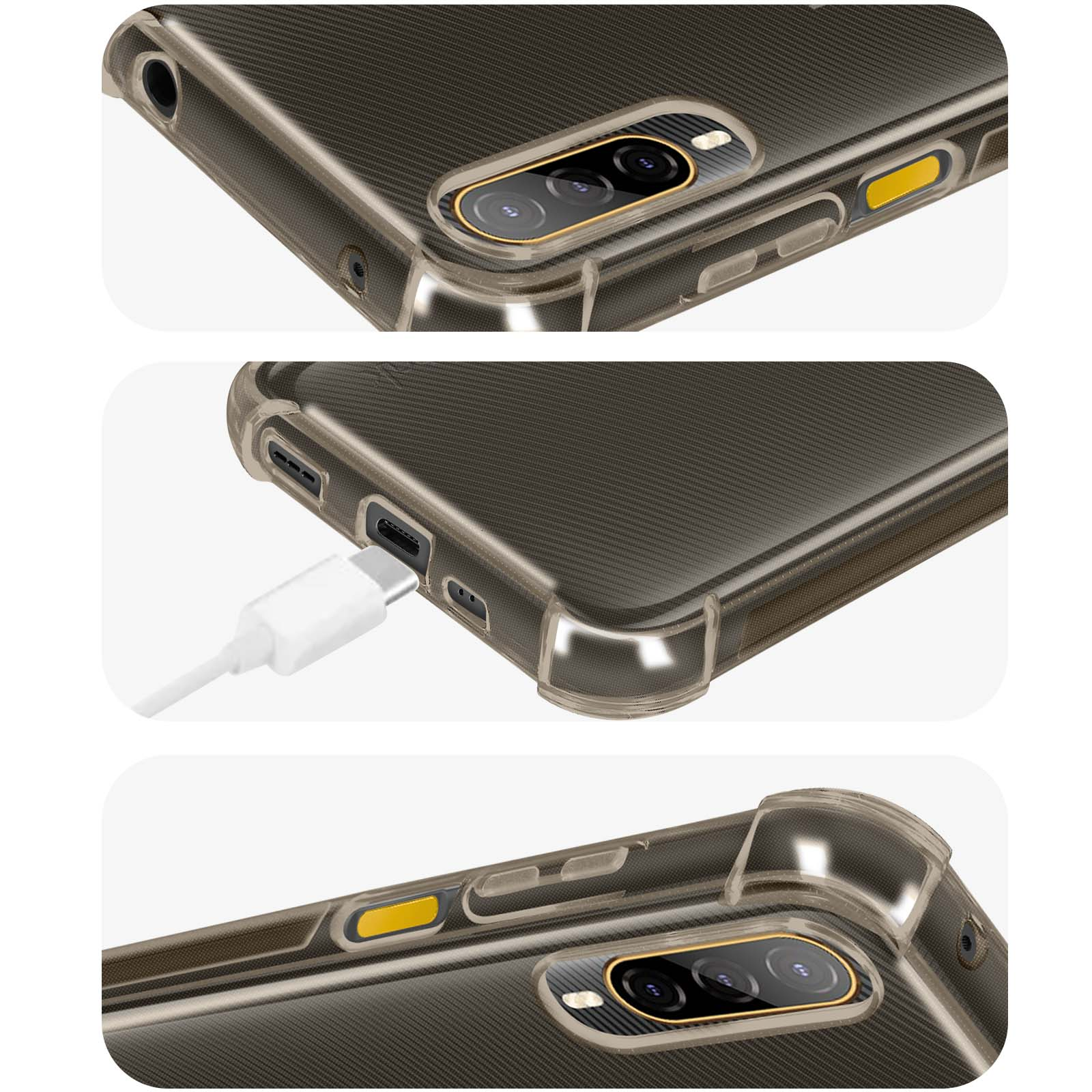 AVIZAR Schutzhülle mit verstärkten Ecken Pro, HTC, Series, 22 Desire Backcover, Schwarz-Transparent