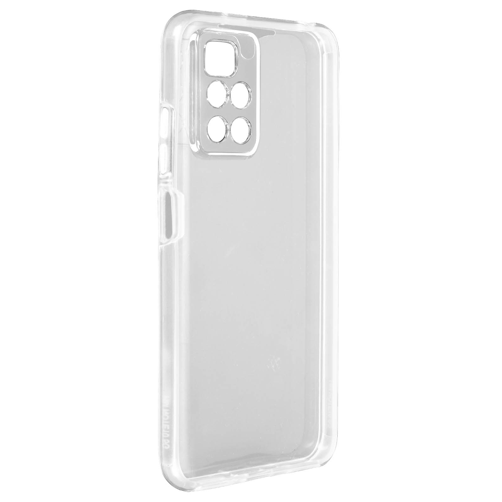 Custodia trasparente per telefono. La custodia è in posizione verticale, mostrando i ritagli della fotocamera.