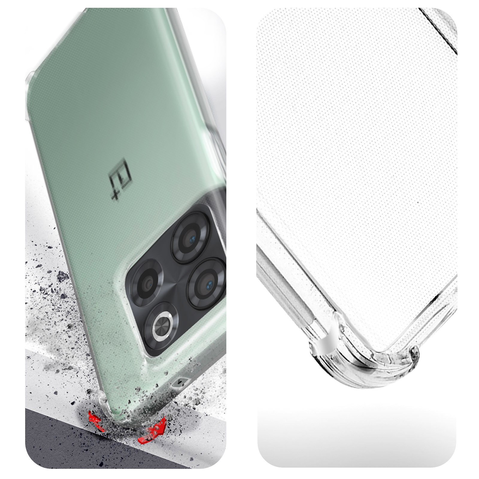 Premium OnePlus, Hülle Transparent Oneplus Series, AVIZAR Backcover, Folie 10T, Schutz-Set: +
