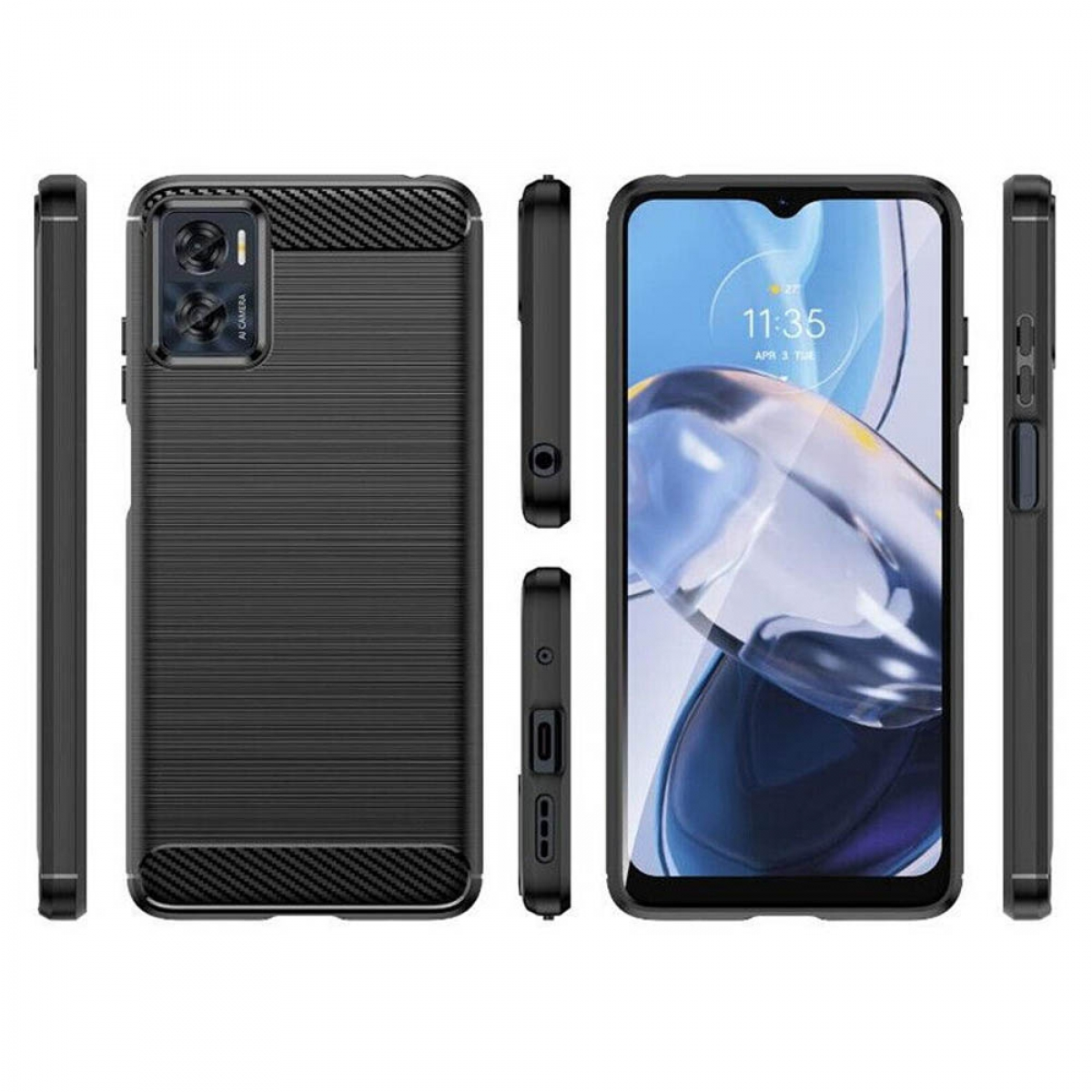 CASEONLINE Gebürstet, Backcover, Motorola, Moto Schwarz E22i