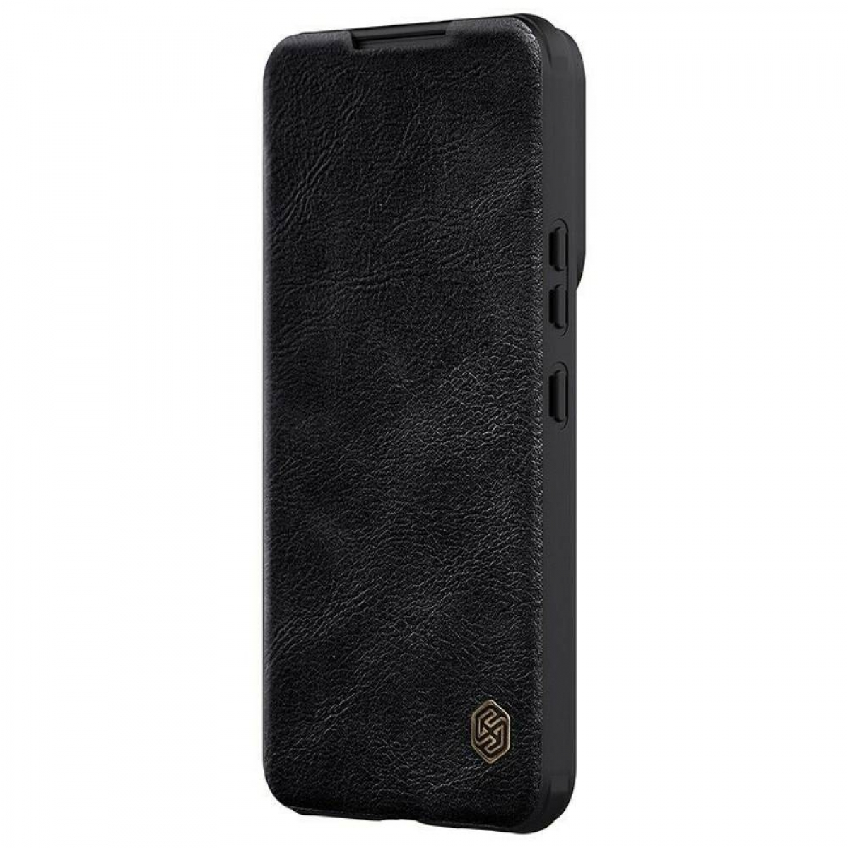 Schwarze Handyhülle mit strukturierter Oberfläche. Die Hülle bedeckt das Telefon.