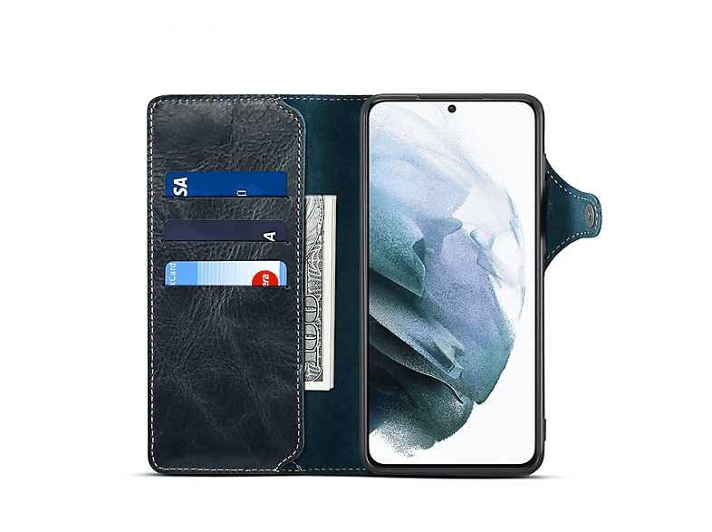 CASEONLINE Leder, Bookcover, S23, Blau Galaxy Samsung