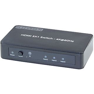 Switcher HDMI  - 131-2031 Switcher 3 entradas- 1 salida HDMI2.0 HDCP2.2 4K60HZ KIMEX, Negro