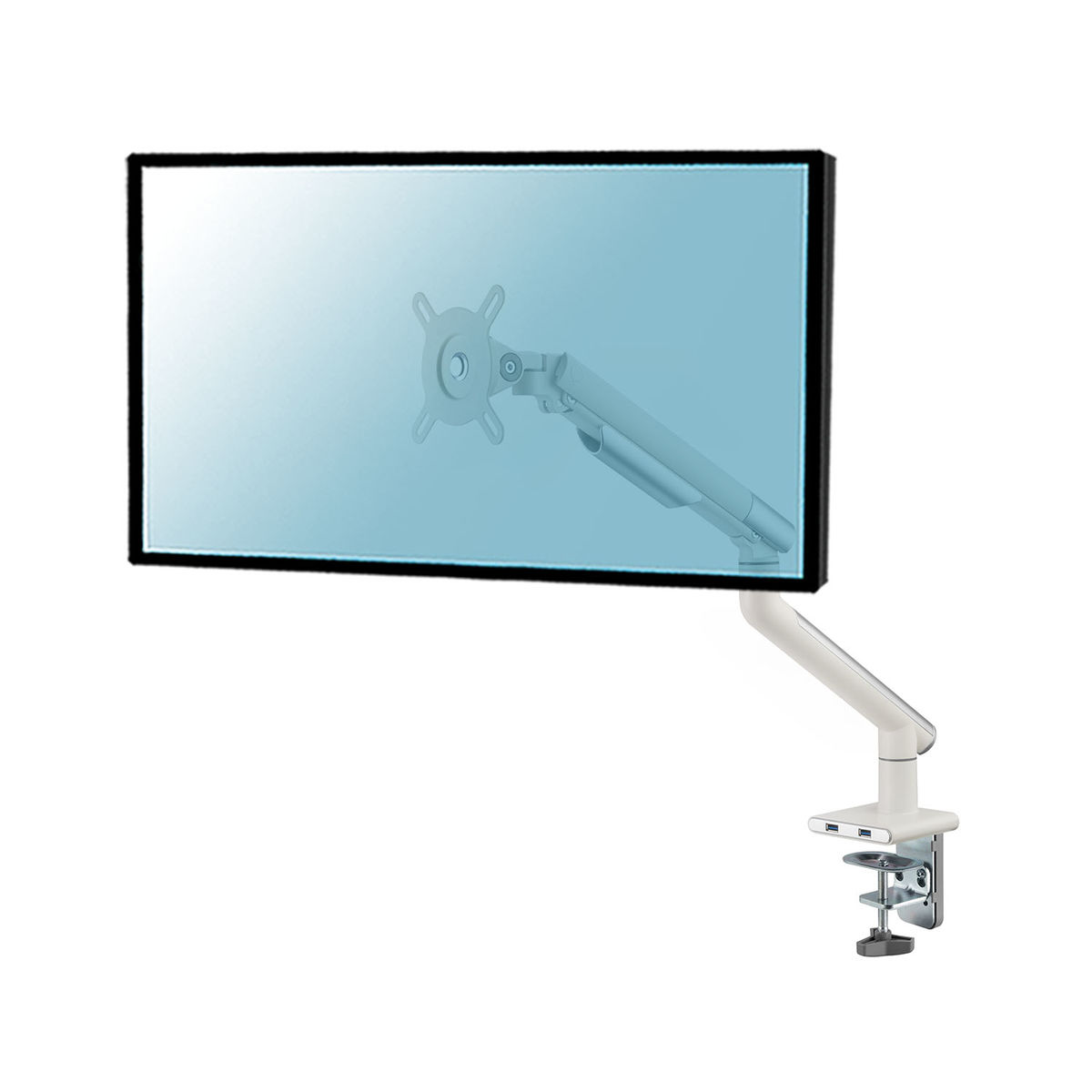 Soporte TV con brazo - 015-2411 Soporte de mesa Full Motion para PC 17"-32" con USB, Blanco KIMEX, 17 ", 32 ", 75x75, 100x100, Blanco