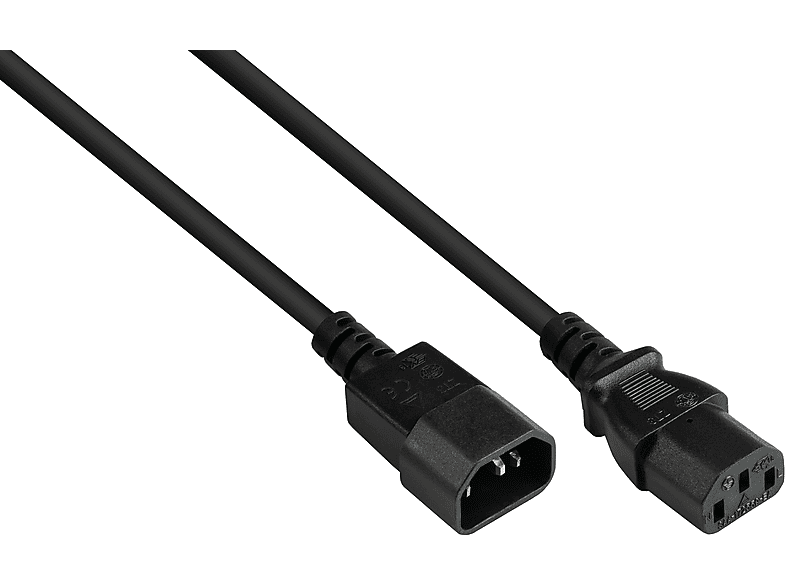 GOOD CONNECTIONS Kaltgeräteverlängerung Stromkabel, schwarz