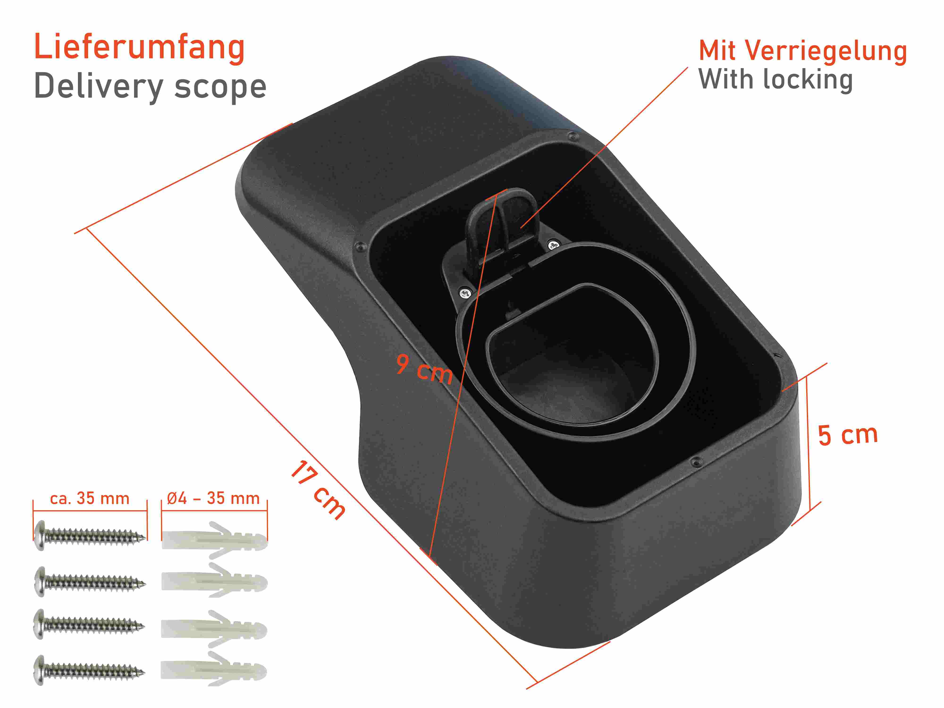 integrierter mit Kabelhalterung Wallbox, Elektro- Zubehör Hybridfahrzeugen KABELMEISTER Wandhalterung schwarz und für