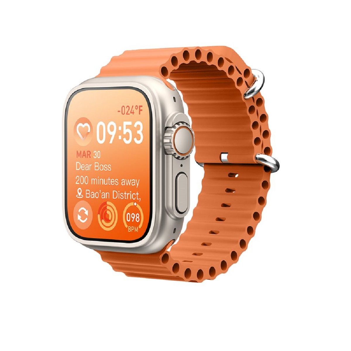 Fitness Smartwatch BT-Anruf Metall GS Plus Ultra Tracker NFC Orange Silikon, Watch 8 MIRUX