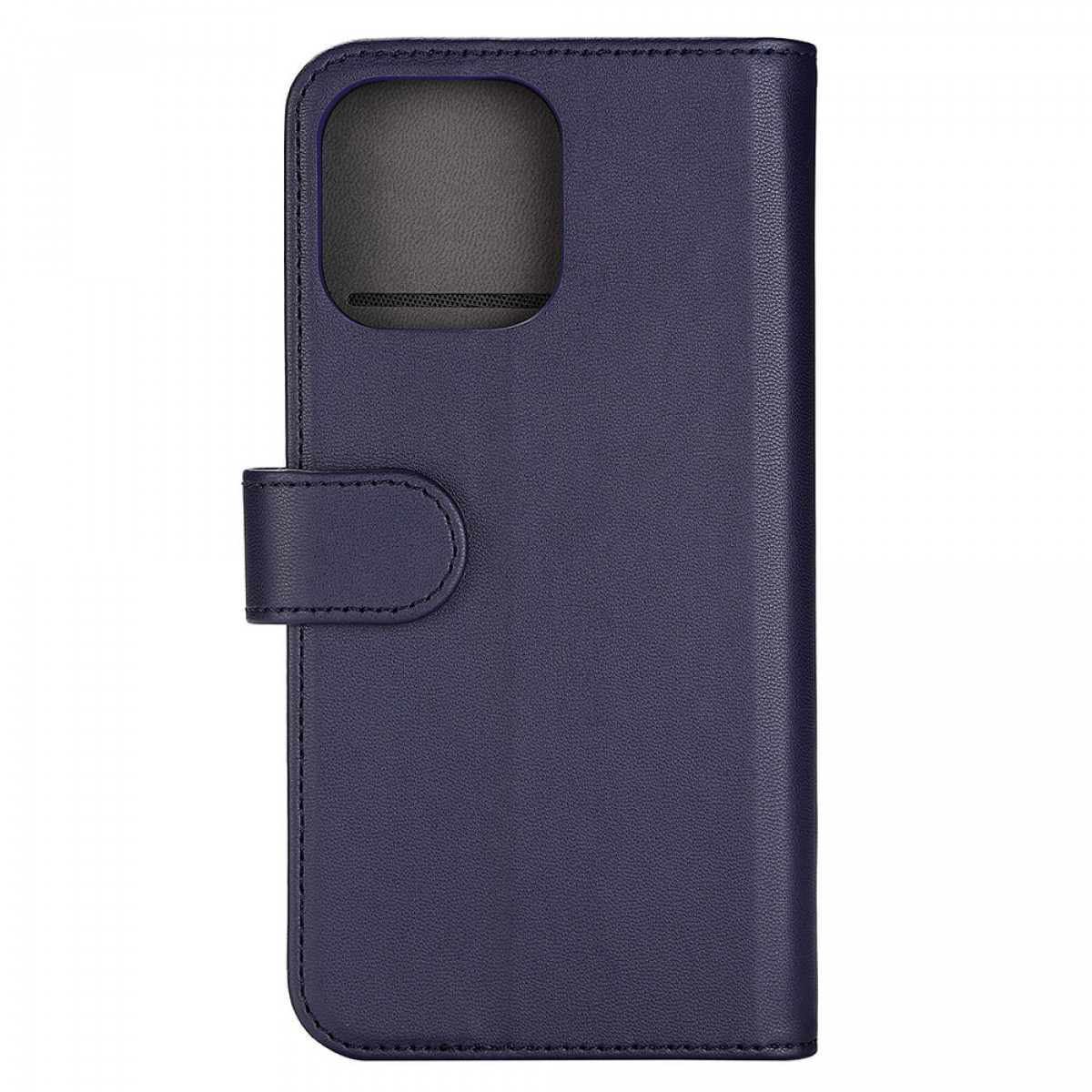 Eine geschlossene marineblaue Telefon-Geldbörsenhülle.