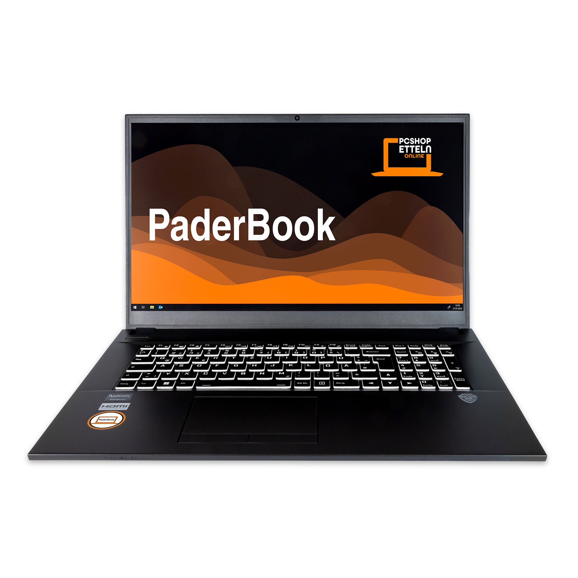 GB Basic PADERBOOK i77, RAM, 500 16 2021 fertig Notebook Zoll GB 17,3 SSD, Schwarz Pro, installiert Display, und aktiviert, Office mit