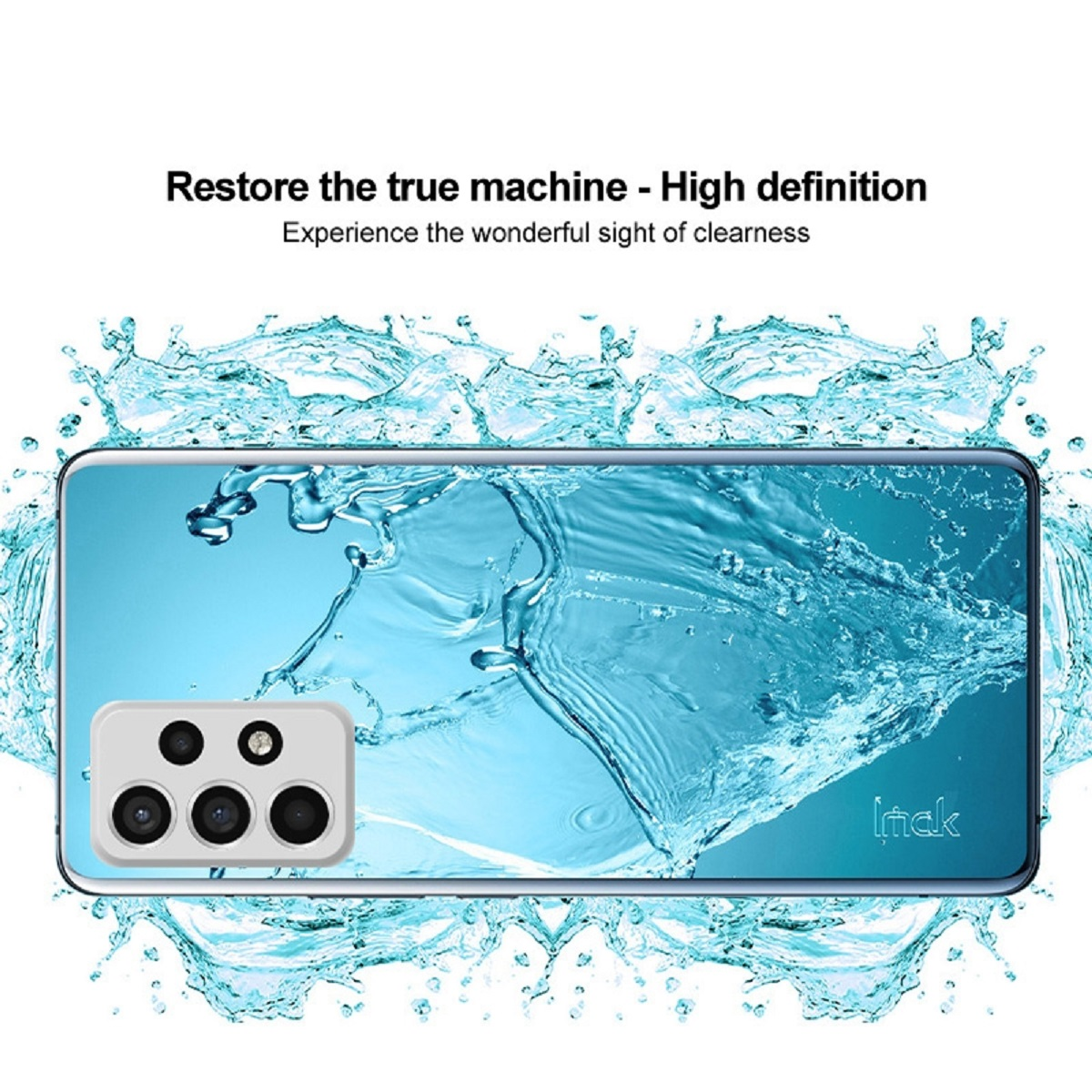 Telefonbildschirm mit Wasserspritzer-Bild, umgeben von Wasserspritzern.