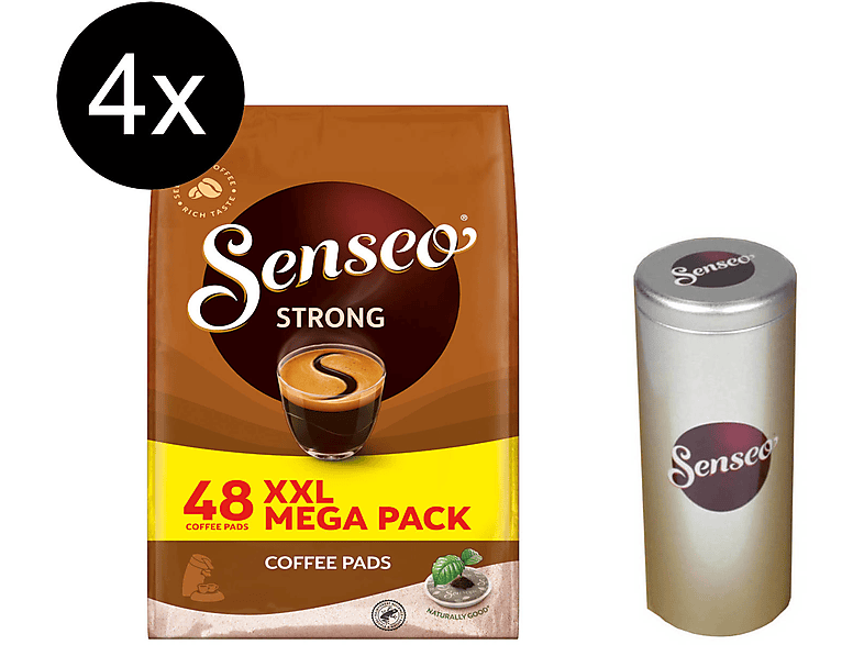 48 1 Senseo Pad-Maschine) Pack XXL x Dose Getränke Strong Kaffeepads + SENSEO 4 (Senseo