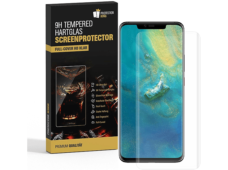 PROTECTORKING 2x Schutzglas FULL CURVED Hartglas Huawei 9H Pro) Displayschutzfolie(für HD-Klar Mate 20