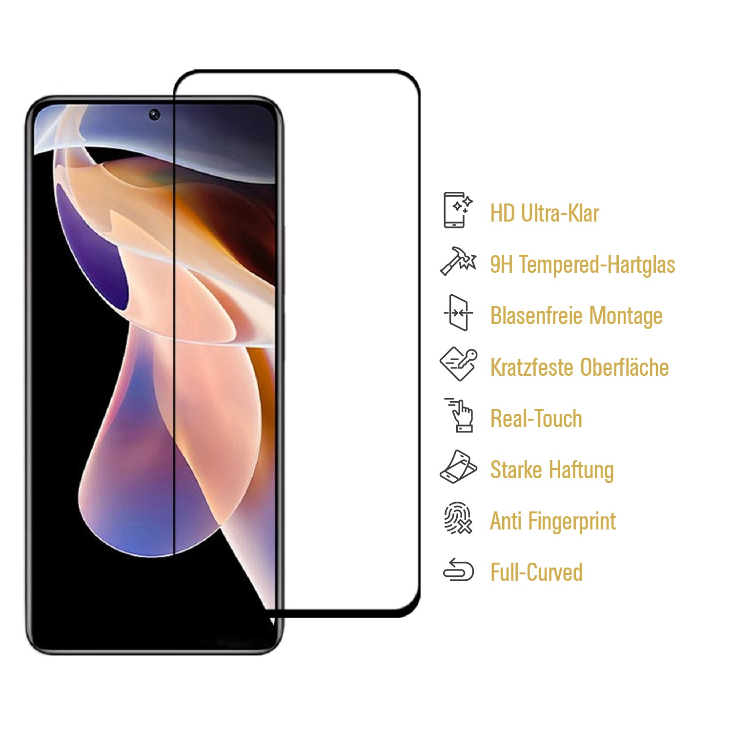 11 Redmi KLAR 9H Plus) Xiaomi HD Schutzglas COVER Displayschutzfolie(für PROTECTORKING Pro Note 3x Hartglas FULL