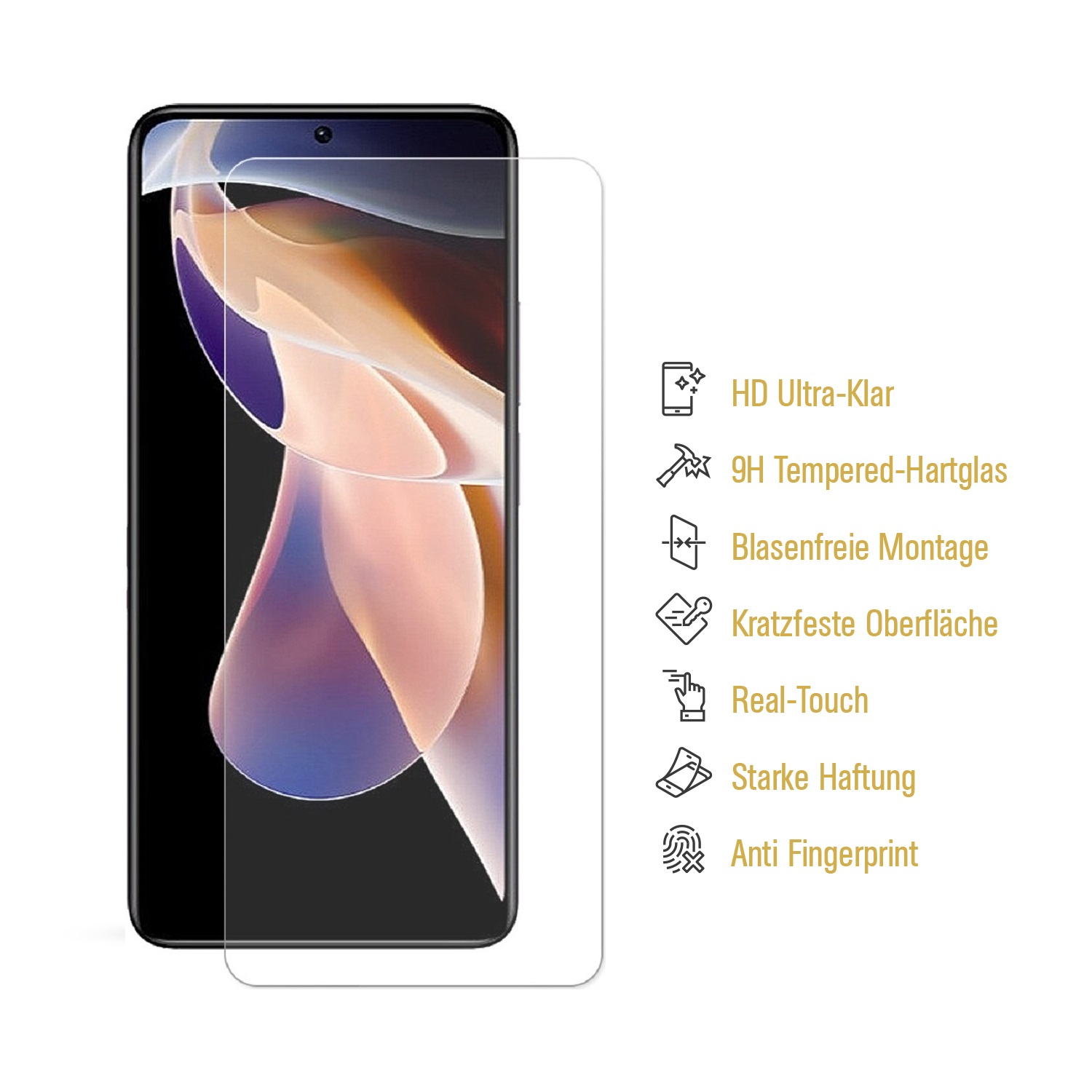 6x Schutzglas KLAR Displayschutzfolie(für Redmi Hartglas 9H 11 PROTECTORKING Note Xiaomi 4G)