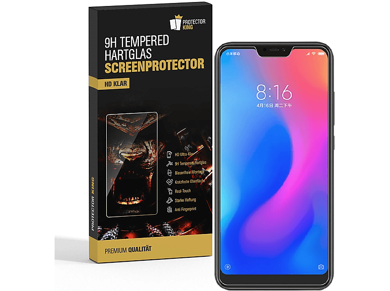 PROTECTORKING 2x 9H Hartglas Schutzglas Note Redmi Displayschutzfolie(für Pro) Xiaomi KLAR 6 HD