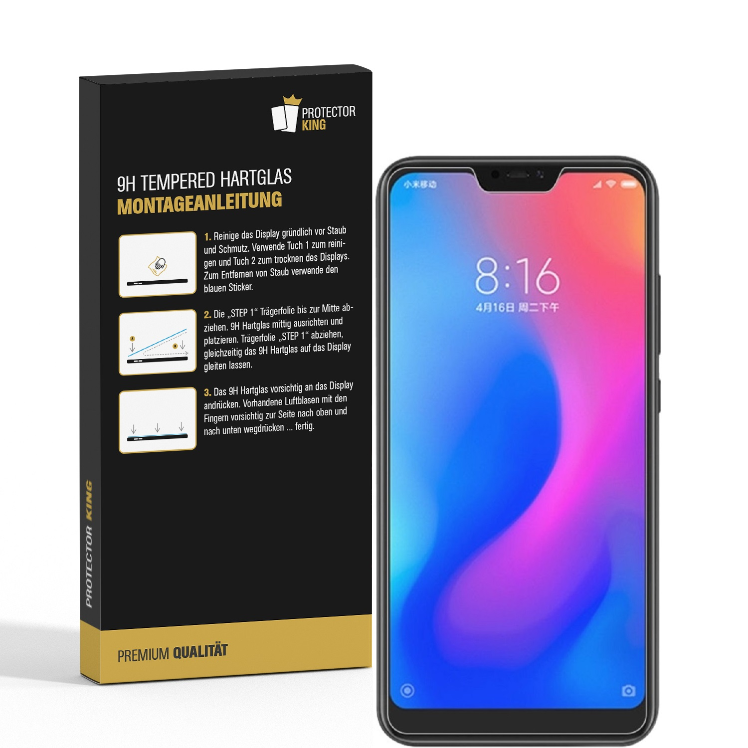 PROTECTORKING 2x 9H Displayschutzfolie(für Redmi Xiaomi 6) Hartglas KLAR Note Schutzglas HD