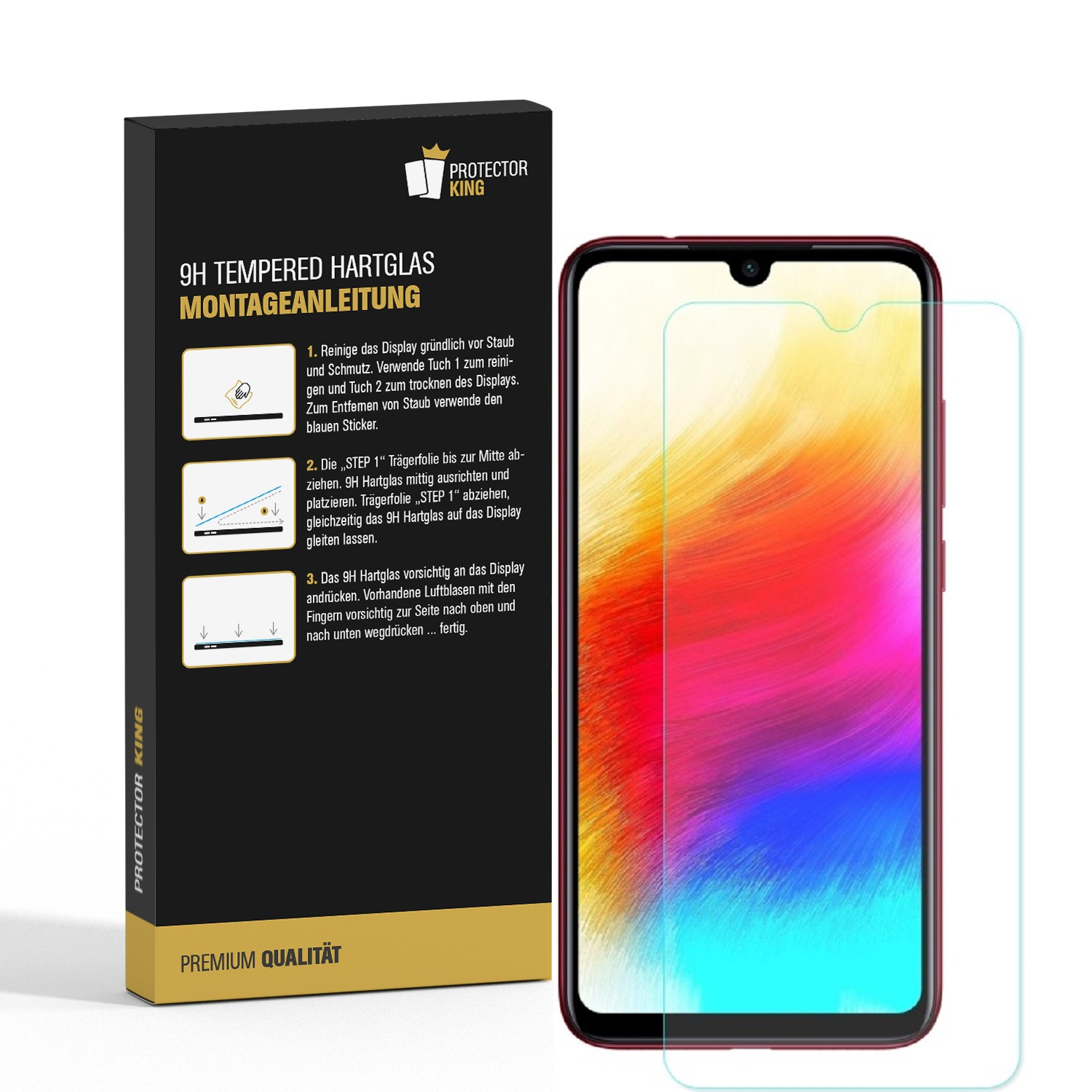 HD Hartglas Note Schutzglas PROTECTORKING 2x Redmi 9H KLAR 7) Displayschutzfolie(für Xiaomi