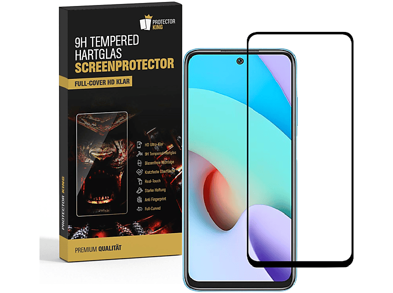 PROTECTORKING 2x FULL COVER 9H Hartglas Schutzglas HD KLAR Displayschutzfolie(für Xiaomi Redmi 10)