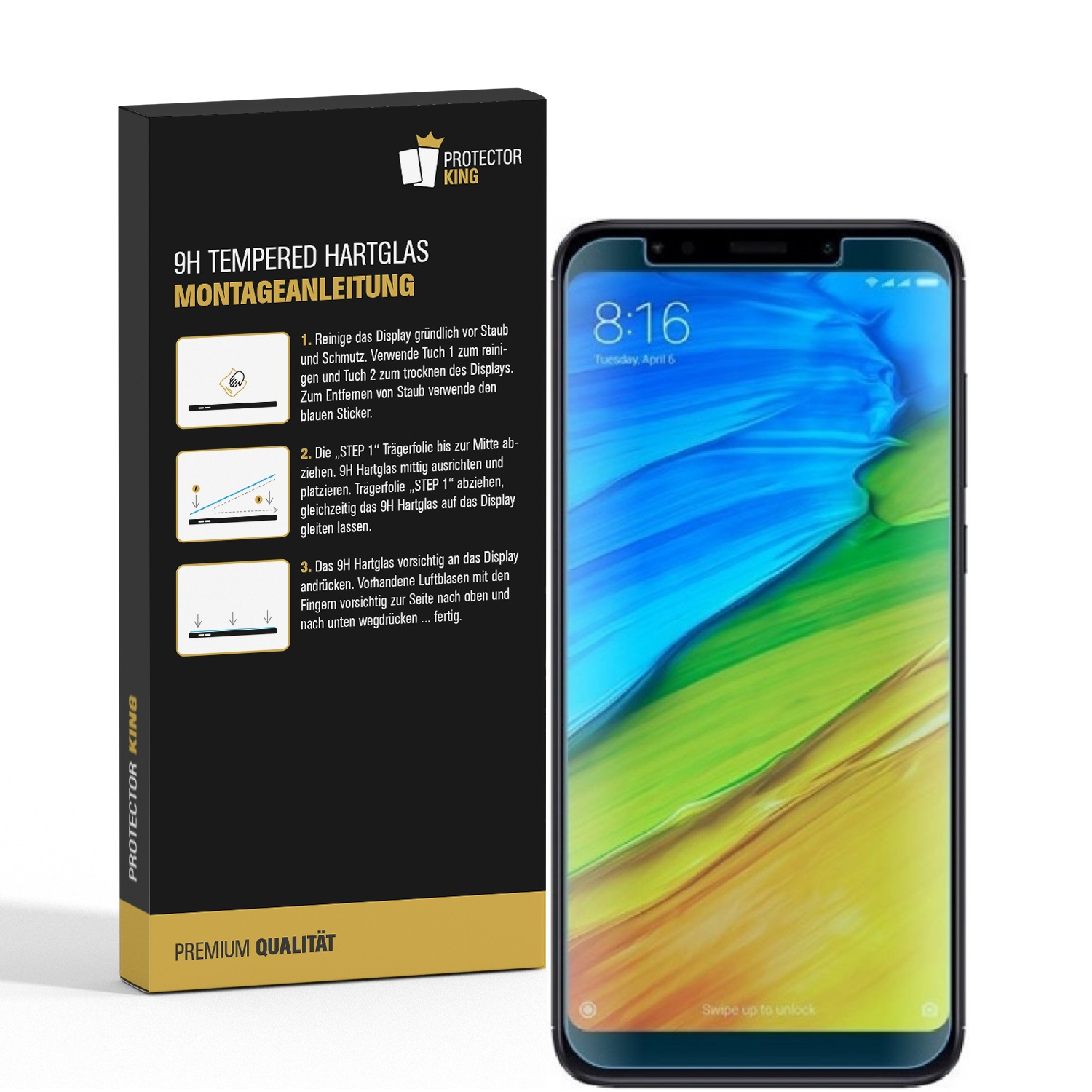 Hartglas Redmi 9H Displayschutzfolie(für PROTECTORKING 5) HD 1x KLAR Xiaomi Schutzglas