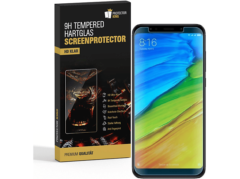 PROTECTORKING 6x 5) Xiaomi KLAR Displayschutzfolie(für HD Hartglas Redmi Schutzglas 9H