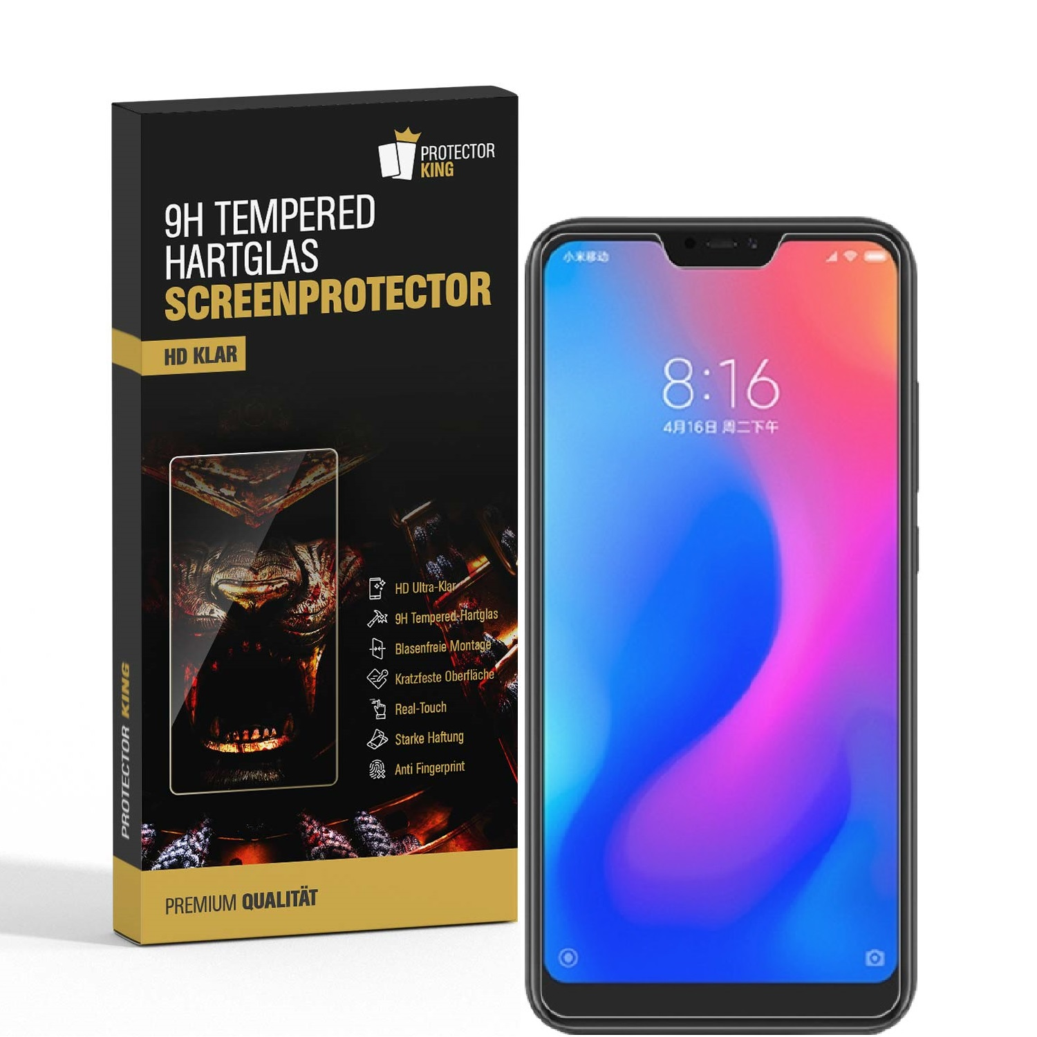 Note Hartglas PROTECTORKING Schutzglas HD 9H Displayschutzfolie(für Pro) Redmi 6 Xiaomi KLAR 1x