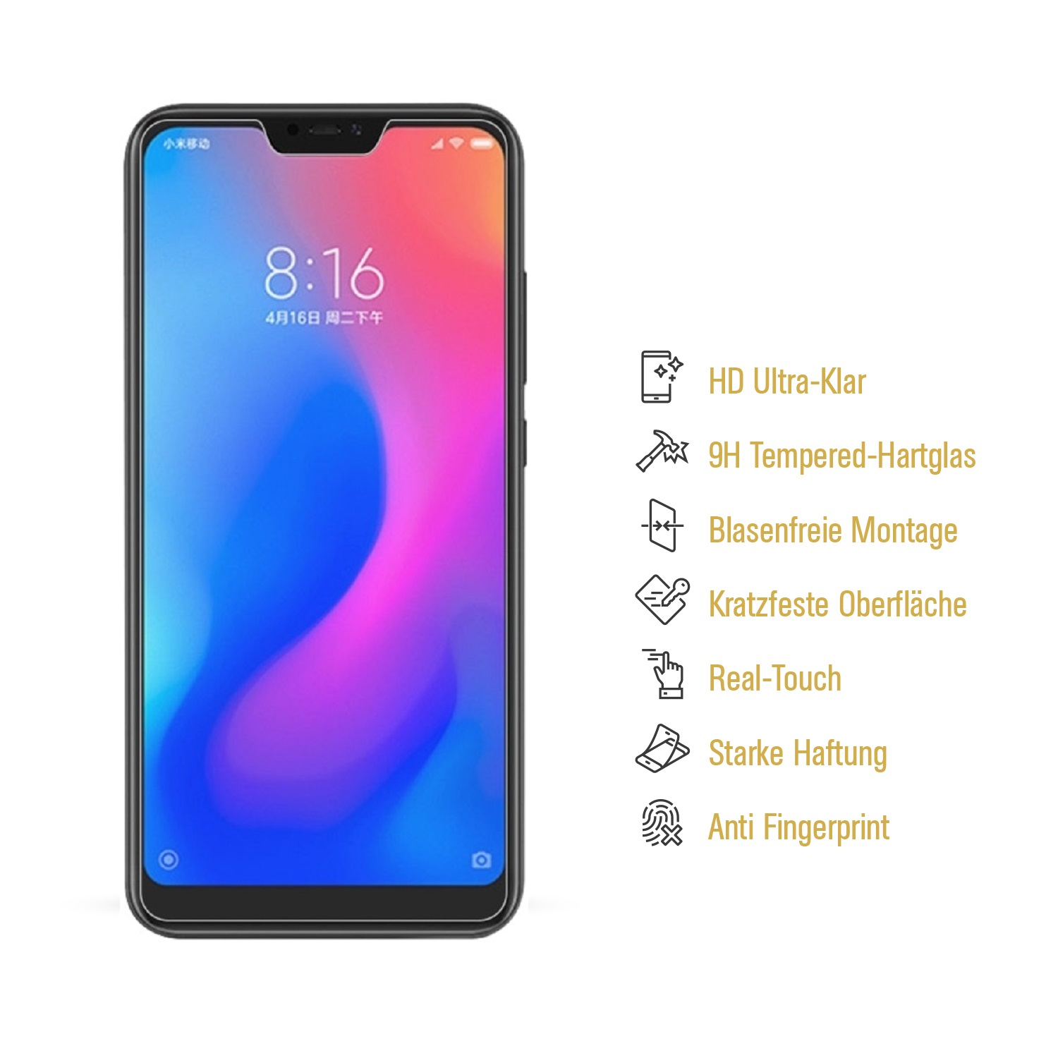 PROTECTORKING 1x 9H KLAR Schutzglas Displayschutzfolie(für Pro) 6 Xiaomi Hartglas Redmi HD Note