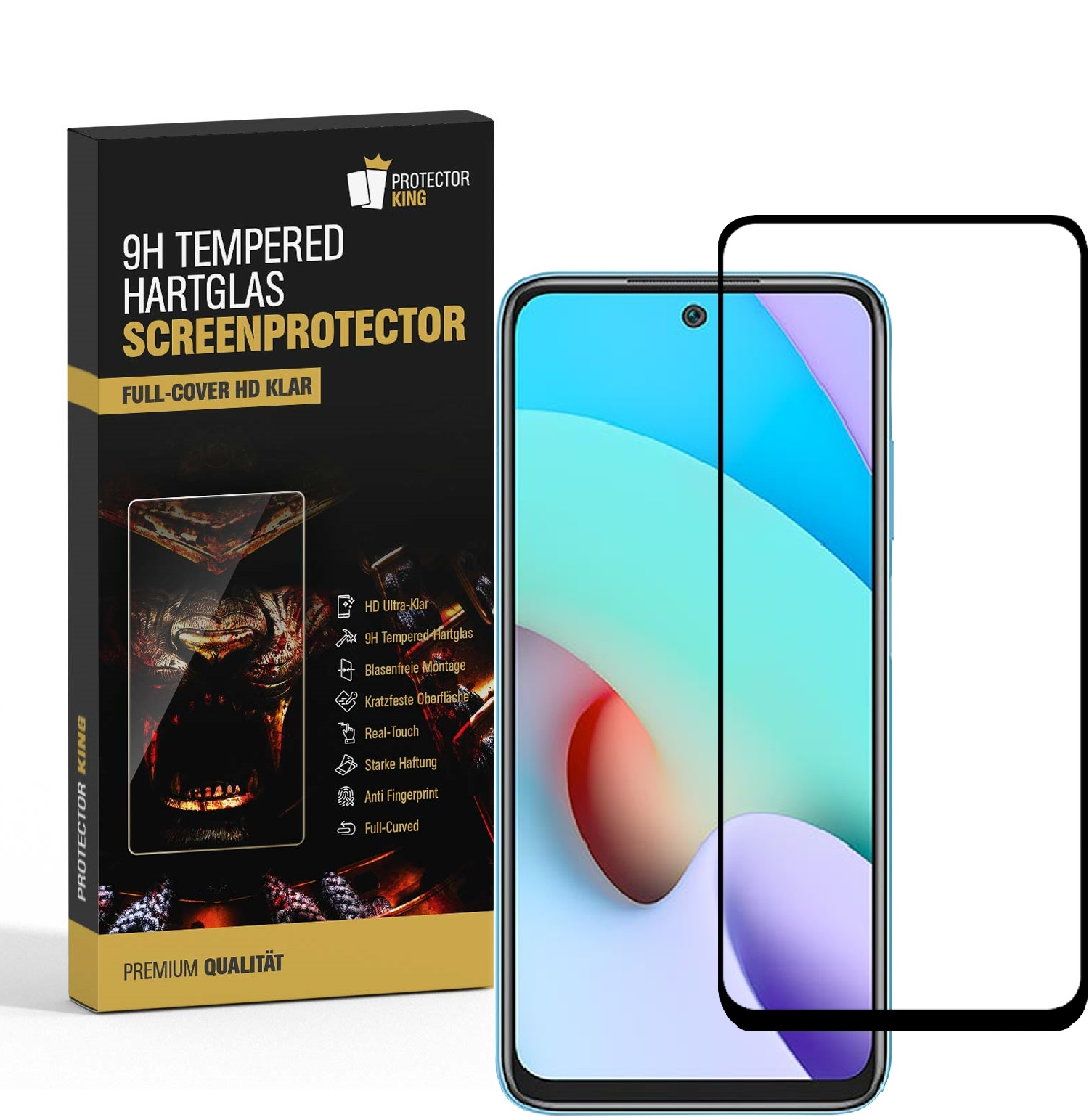 PROTECTORKING 1x FULL COVER 9H 10) Xiaomi Hartglas Displayschutzfolie(für Schutzglas KLAR HD Redmi