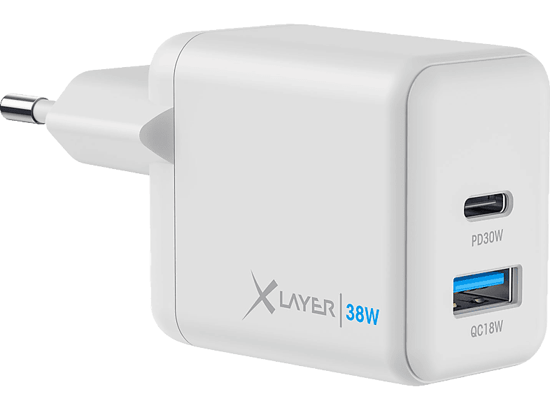 XLAYER 38W USB-C Ladegerät Powercharger Universal, Dual Weiß