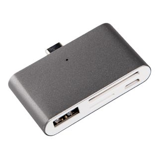 Hub USB  - Adaptador Type C 4 en 1 Dark Grey (USB/SD/TC) Silver HT, Gris