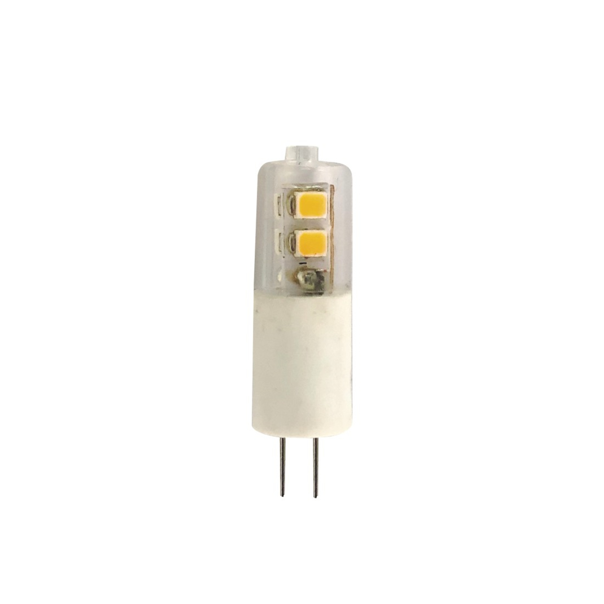 Piccola lampadina a LED con due LED gialli visibili.