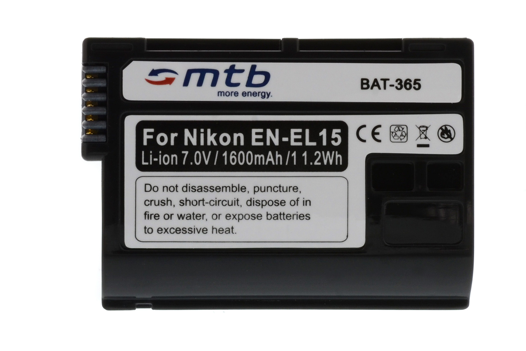 BAT-365 MORE mAh Li-Ion, 2x Akku, EN-EL15 ENERGY MTB 1600