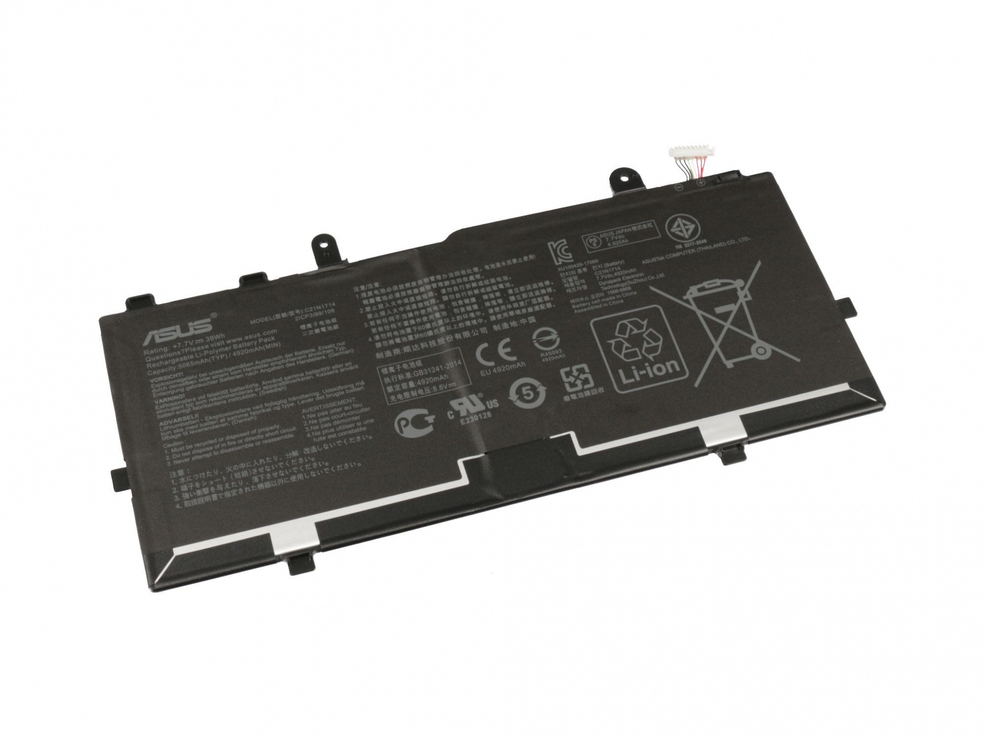 Original Akku, 7.7 5065 Li-Polymer mAh ASUS C21N1714 Volt,